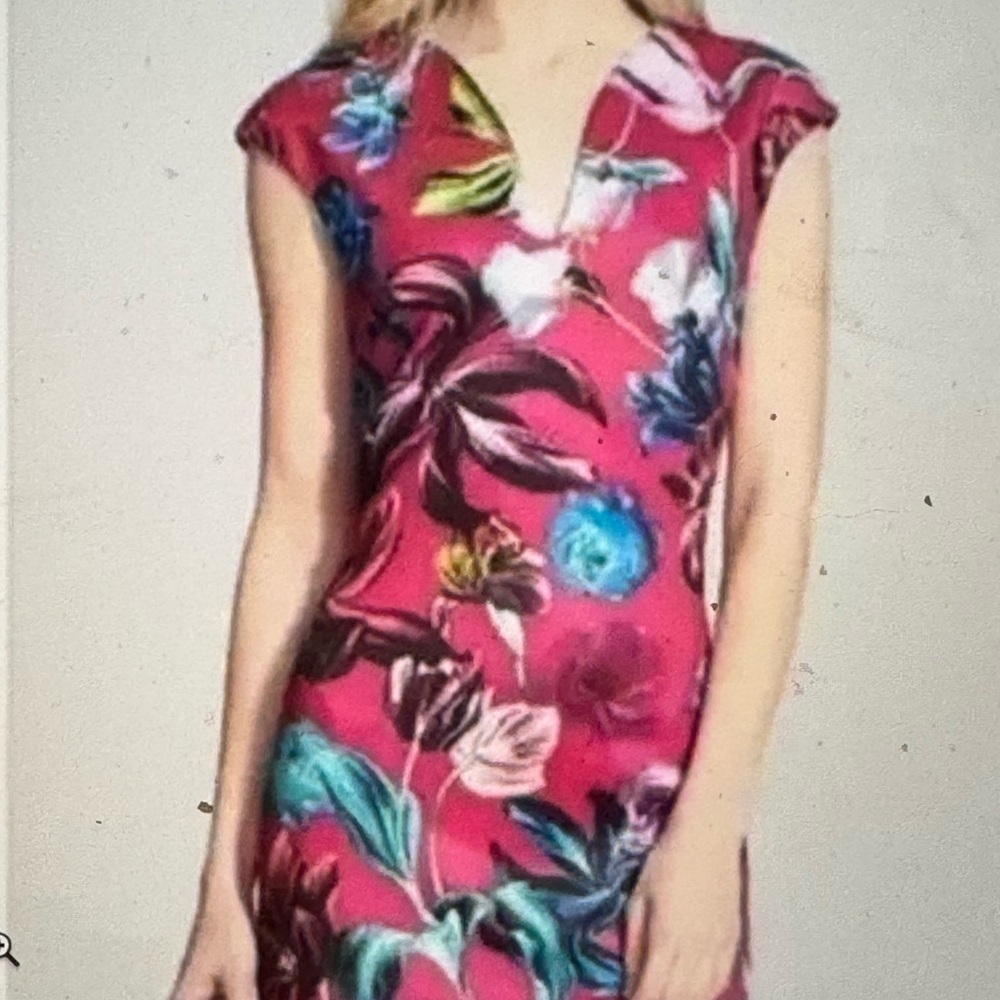 Ted Baker Sheath Dress Women 4 (1) Pink Floral cocktail  Wedding Event NEW